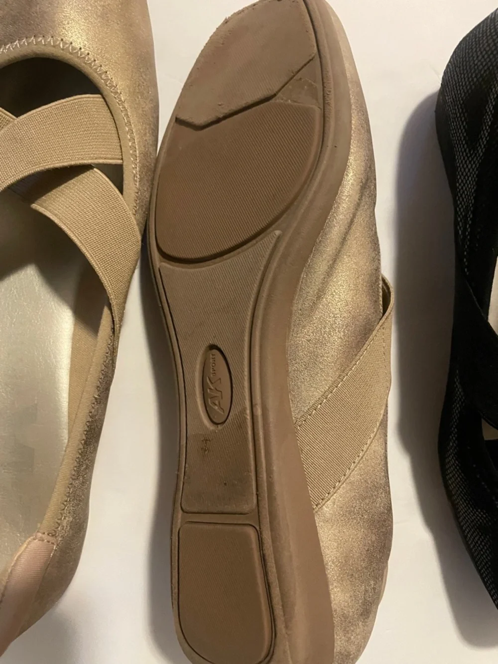Anne Klein Sport Crisscross Ballet Flats in Beige and Black - Picture 7 of 8